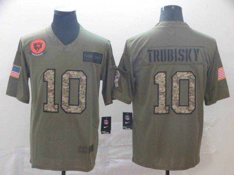 Men Chicago Bears #10 Trubisky Nike 2019 Olive Camo Salute to Service Limited NFL Jerseys